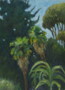 Twin Palms  9"x12"  Oil